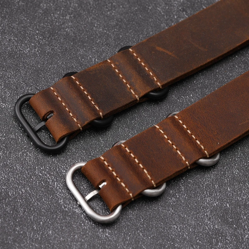 Handmade Cowhide Leather Watchband 18mm 20mm 22mm 24mm 26mm Vintage Crazy Horse Watch Strap Brown Black Geen Men Bracelet