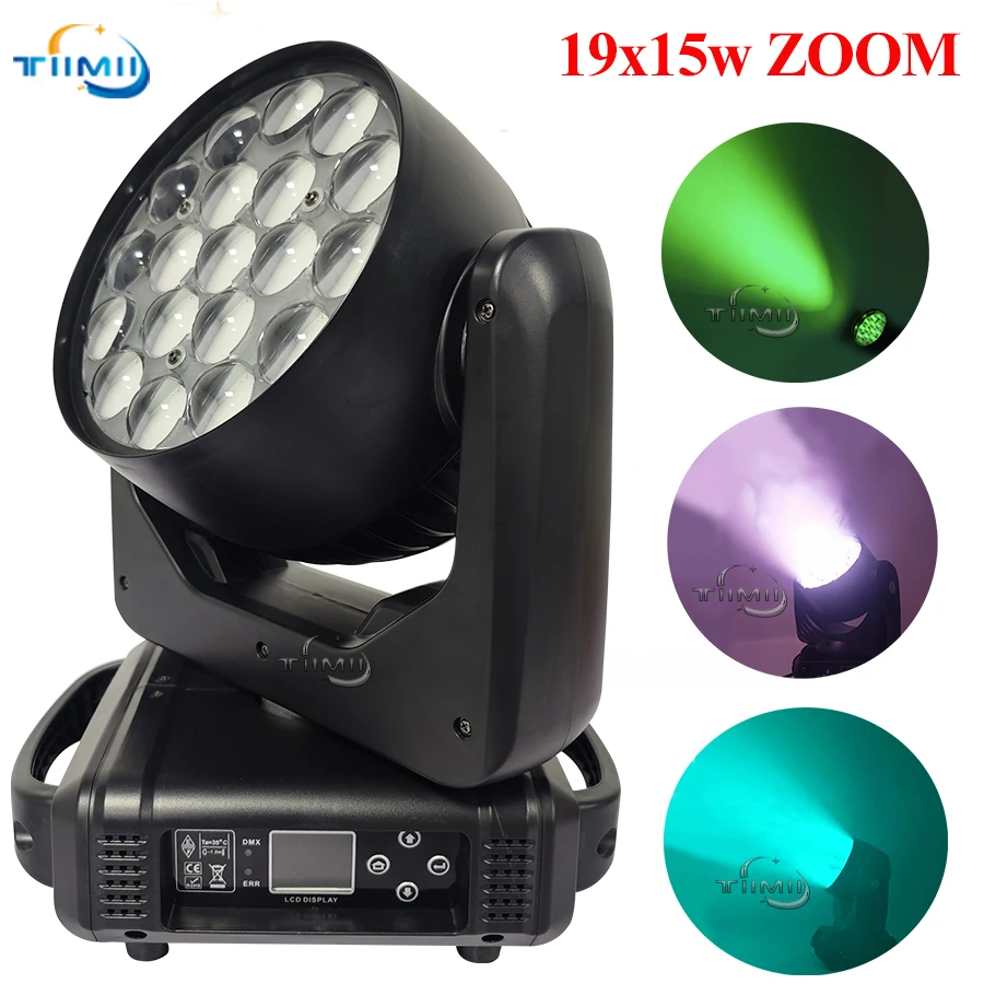 

1PC LED 19x15W RGBW Beam+Wash Zoom Moving Head Light DJ Stage Light Equipment Concert Productions Professionals Wedding