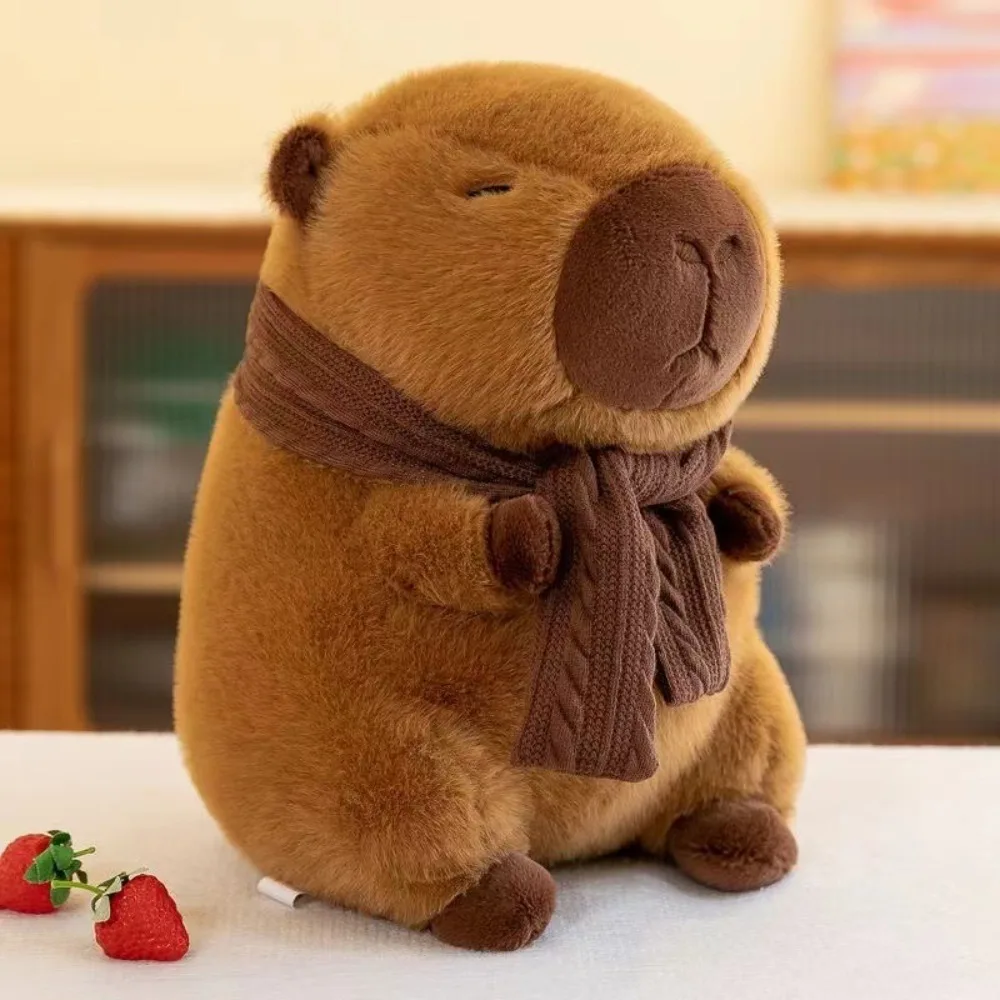 Peluche Capybara en coton PP doux avec écharpe amovible, décoration, cadeau d'anniversaire, jouet mignon_voghion.com