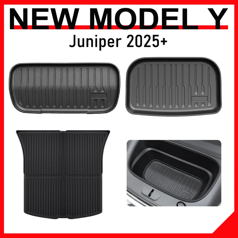 Für Tesla Model Y Juniper 2025 2026 Vordere und Hintere Kofferraum-Matten Laderaum-Matte Rücksitzabdeckung Allwetter-Innenausstattung Zubehör
