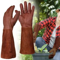 Long Tube Gardening Safety Working Gloves Leather Breathable Gauntlet Pruning Gloves Garden  Industrial Protective Work Gloves 1