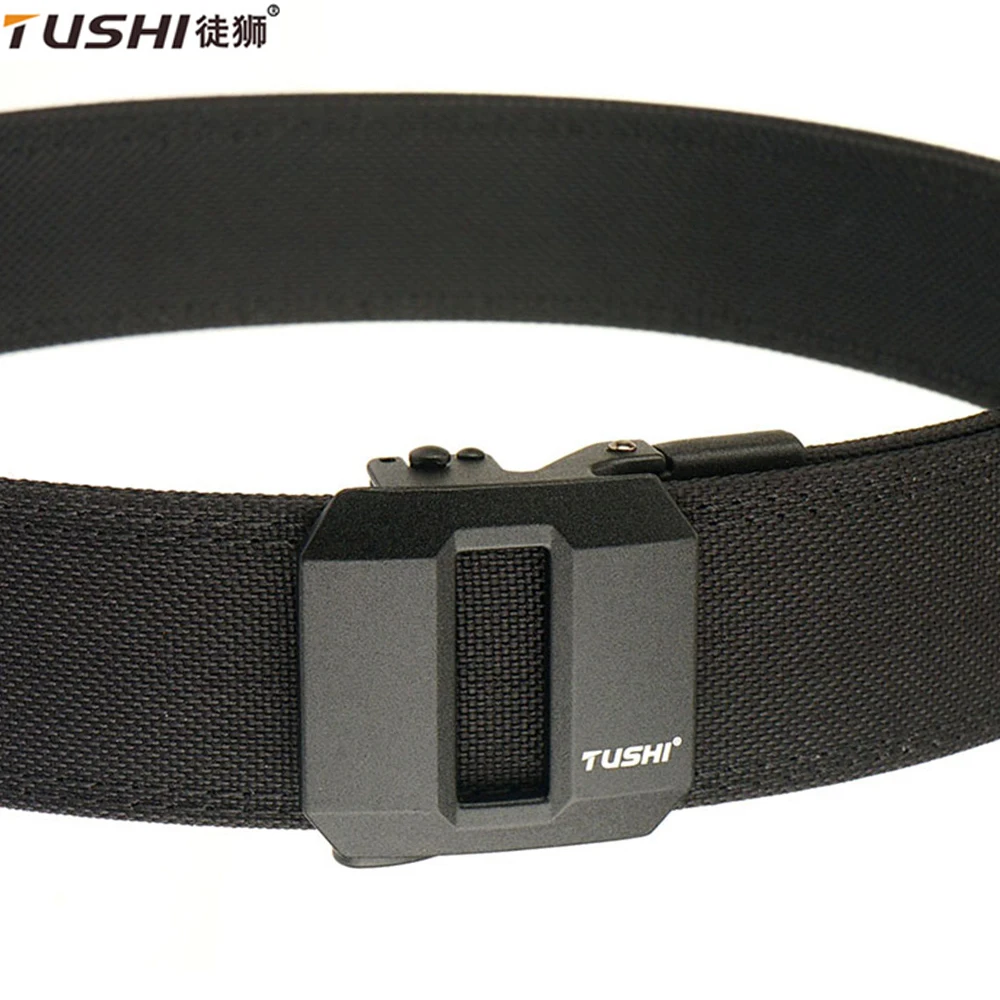 TUSHI ceinture tactique dure pour hommes boucle automatique en métal IPSC pistolet ceinture 1100D Nylon ceinture militaire Sports de plein air ceinture mâle