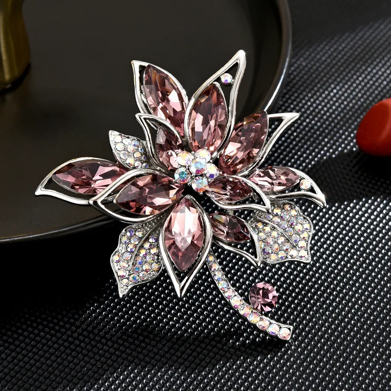 

Элегантные классические броши в форме цветка с кристаллами для женщин роскошный дизайн корсаж аксессуары для свитера пальто булавка праздничные подарки искусственная бижутерия