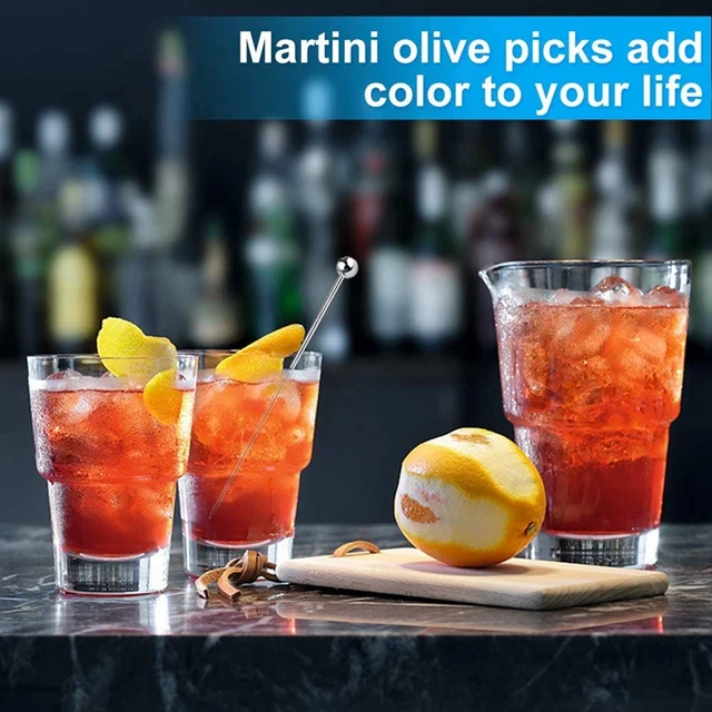 30Db Koktélválaszték, 4 Hüvelykes Újrafelhasználható Rozsdamentes Acél Martini Picks Koktél Fogpiszkók Az Olajbogyó Előételekhez - Image 3