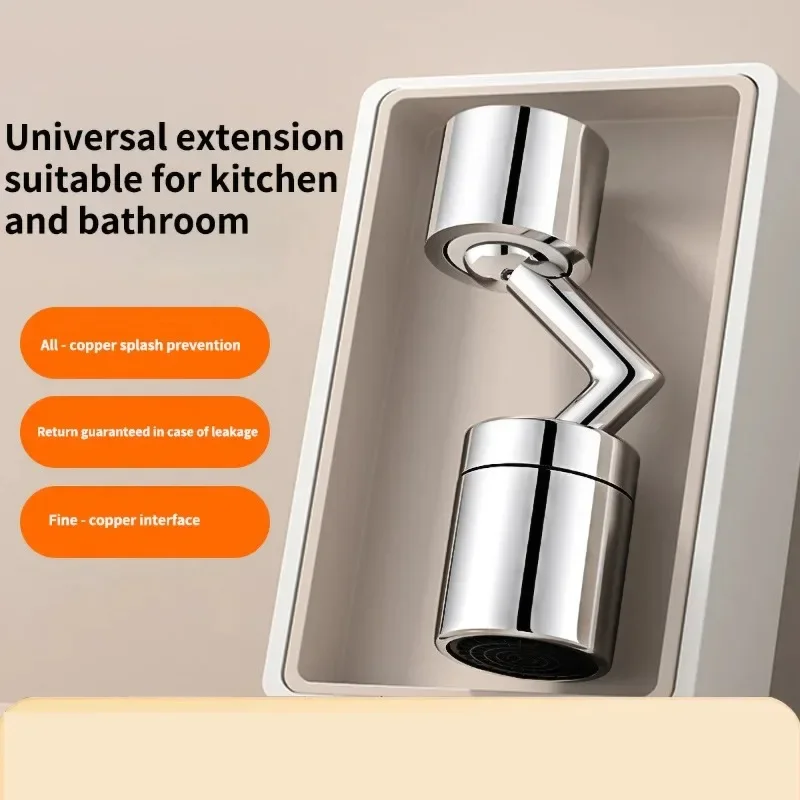 Kitchen faucet extender 1080 ° rotating sink accessory stainless steel universal splash proof dual-mode bathroom with adapter