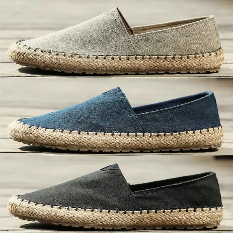 High Quality Espadrilles Footwear Men's Flat Canvas Shoes Hemp Lazy