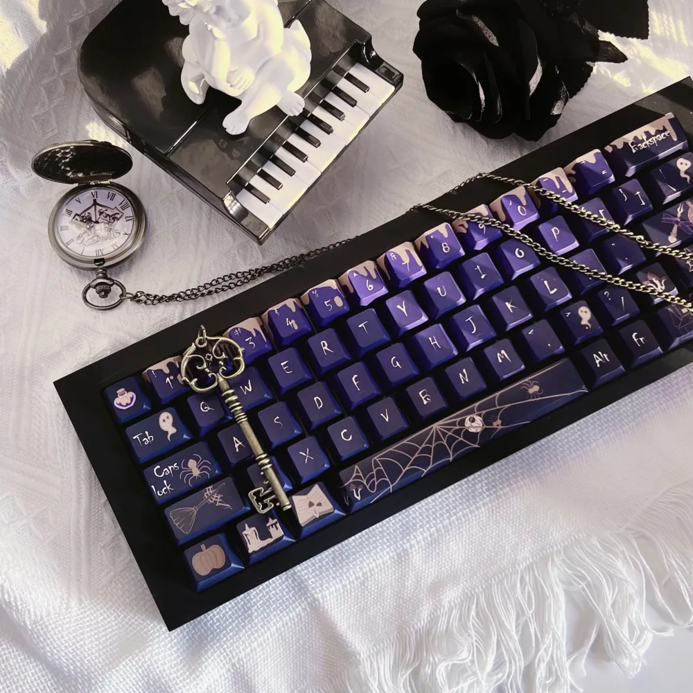 Festa Di Gala Della Piccola Strega Halloween Theme Style Pbt Keycaps Purple Keycaps Cherry Altezza Per Tastiera Meccanica Con Interruttore Mx