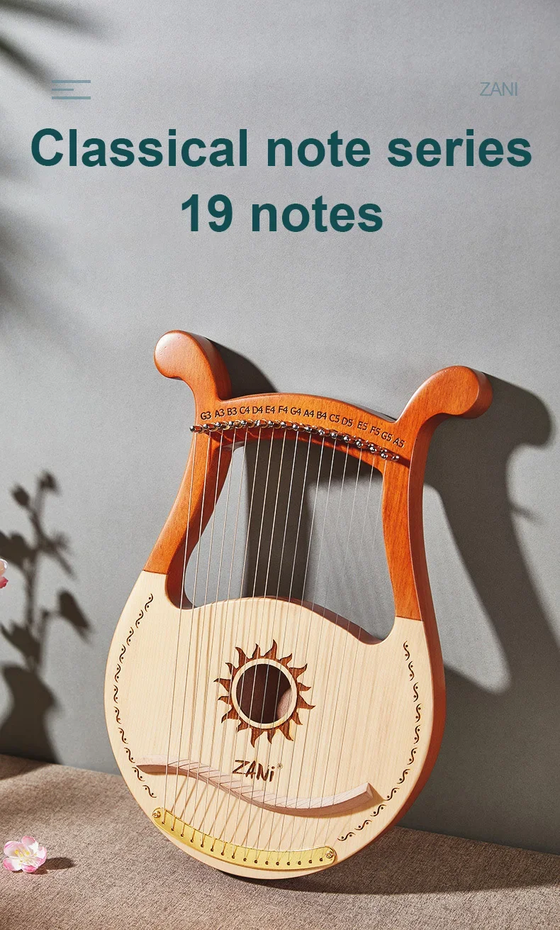 Lyre 19 Strings Lyre Harp Piano High-quality Harp 19 Strings Mahogany Musical Instrument With Spare String