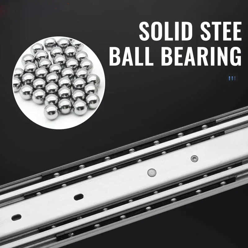 Heavy Duty Drawer Slides with Lock 120KG Full Extension 3 Fold 53mm Wide Industrial Rail Drawer Runners for Kitchen Storage