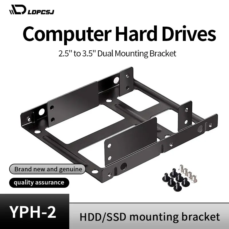 Metalowy wspornik montażowy LDPCSJ z dwoma otworami na dyski 2x 2,5\\\\\\\" do 3,5\\\\\\\" HDD/SSD, adapter do montażu dysków twardych do modernizacji komputerów stacjonarnych