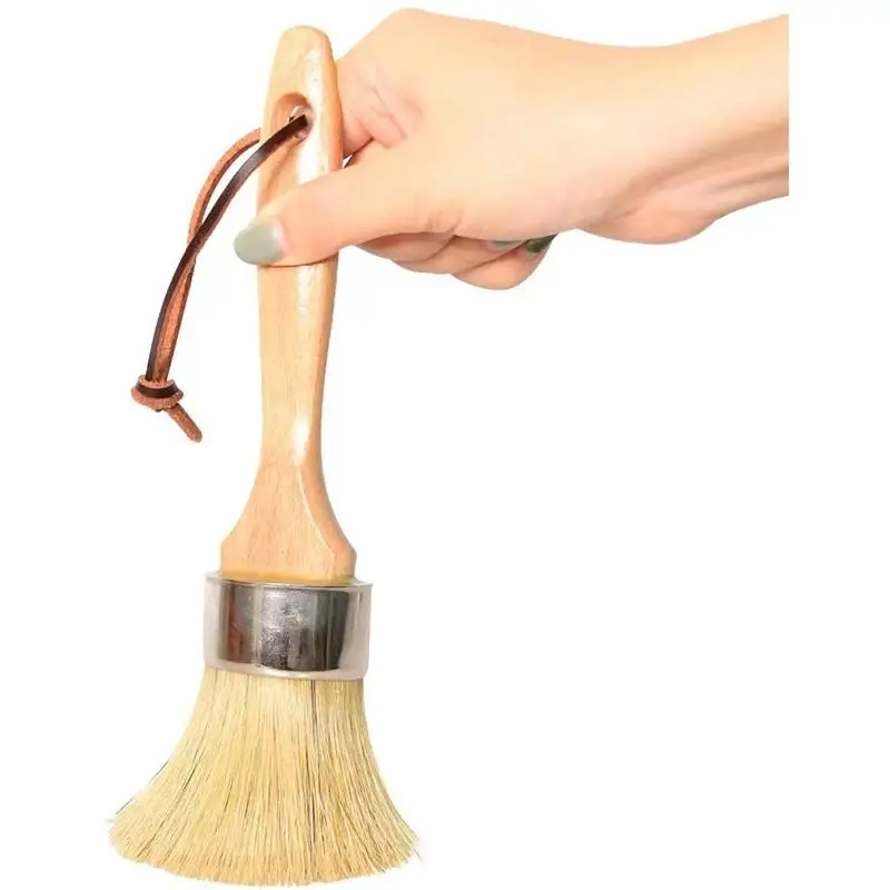 Chalk And Wax Paint Brush Large Home Round Natural Painting Tool Bristles Stencils For Decor 2-In-1 DIY Furniture
