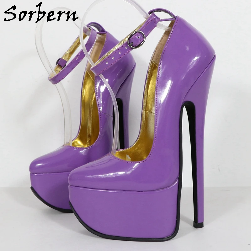 

Sorbern High Arch High Heel Shoes Women Pumps Ankle Strap Pointed Toe Sissy Boy Stilettos Platform Fetish Custom Color