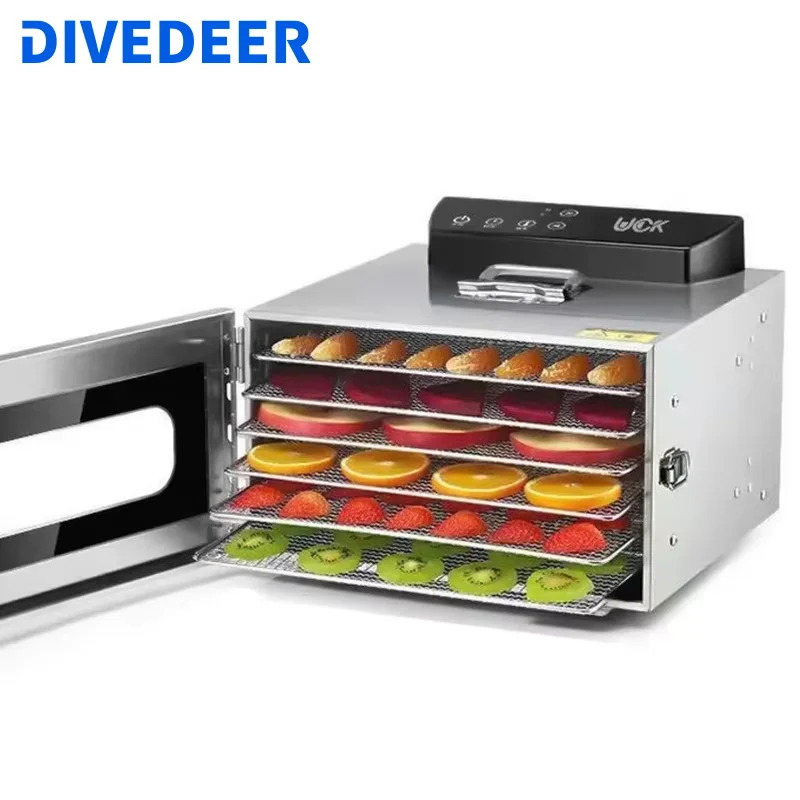 DIVEDEER Fruit Dryer Food Household Commercial Tea Air Dryer Vegetable Fruit Snacks Dry Machine 6 Layers