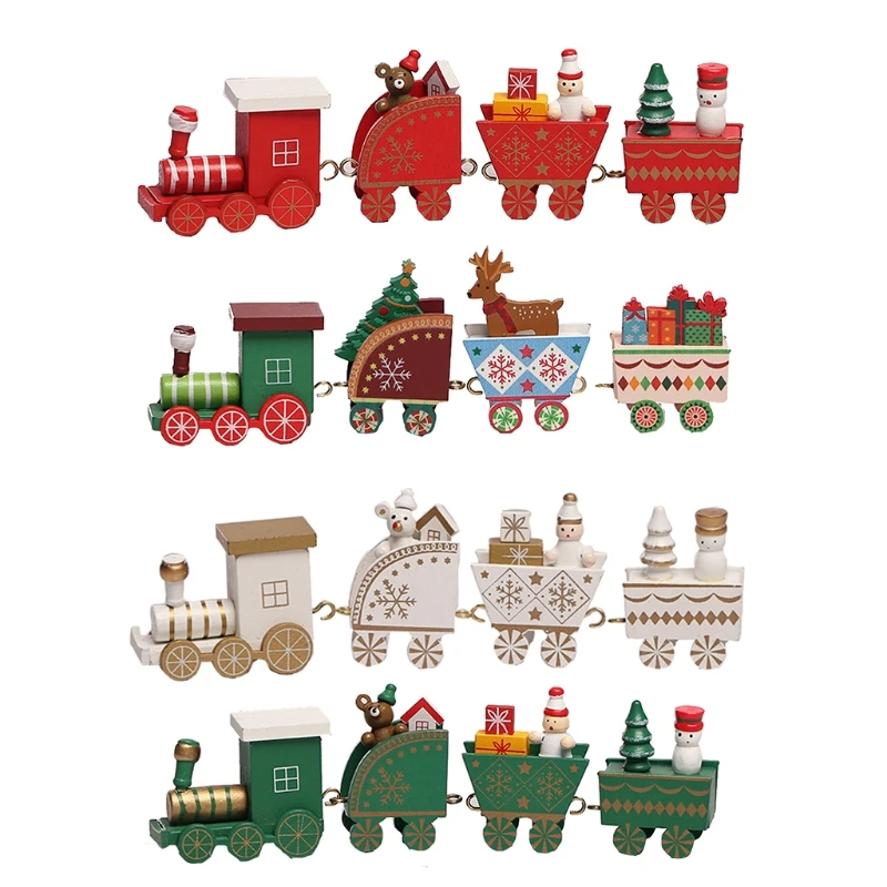 

Y1UB Kids Christmas Train Wooden Painted Snowman Xmas Tree Christmas Decorations