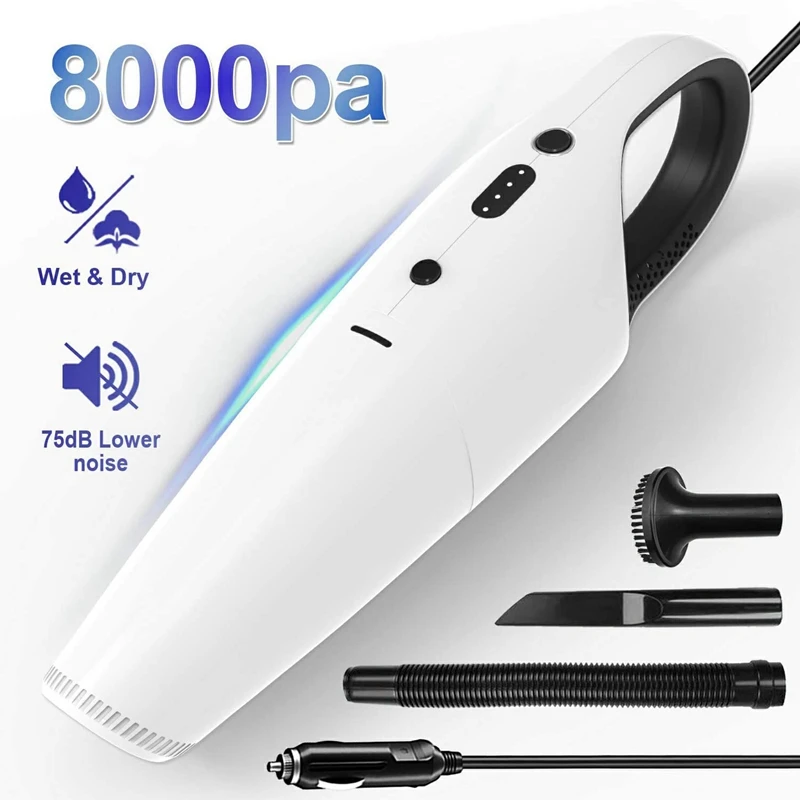 

Car Vacuum 8000Pa Strong Power Suction Auto Portable Lightweight Car Wet And Dry Car Handheld Vacuum Cleaner For Cars