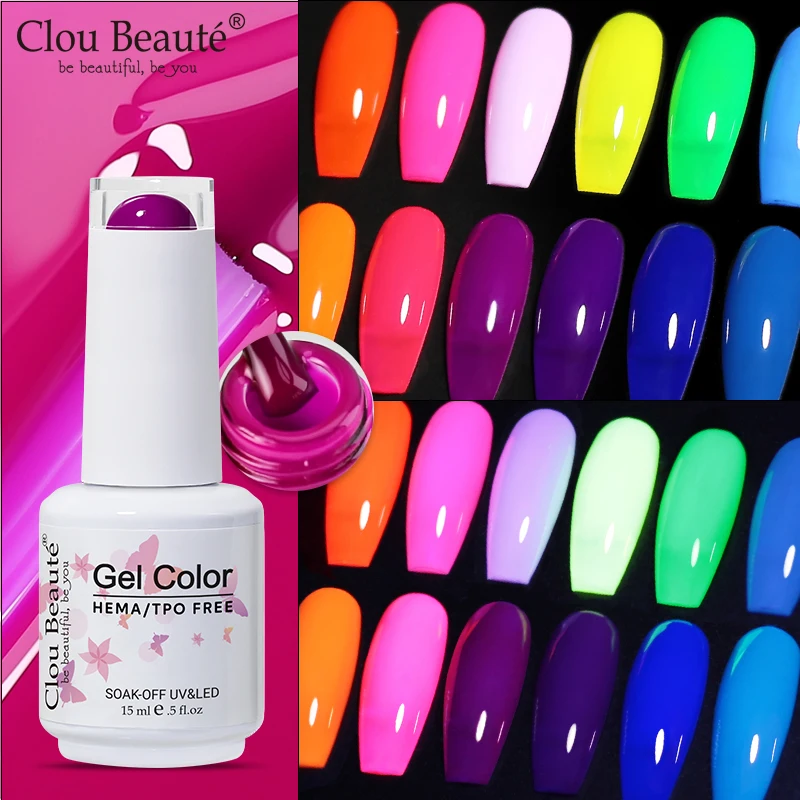 Clou Beaute Solid Gel Nagellack Milchig Weiß Neongrün Farbe Gel Lack HEMA TPO FREE Gel Polish Nail Art Semi Permanent Nail