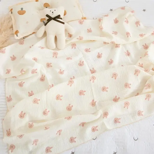 K1MA Cotton Baby Blanket with 2-layer for Girls Soft Breathable Blanket for Infant 4