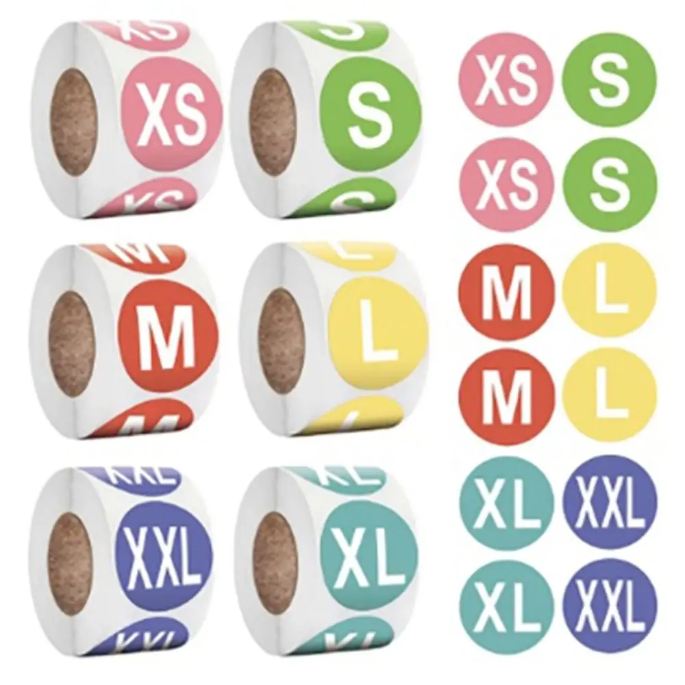 Universal Round Size Stickers: Self-Adhesive Clothing Labels