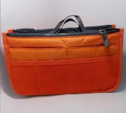 Versatile Large Capacity Makeup and Toiletries Travel Organizer with Double Zipper and Multiple Pockets - M (Orange)