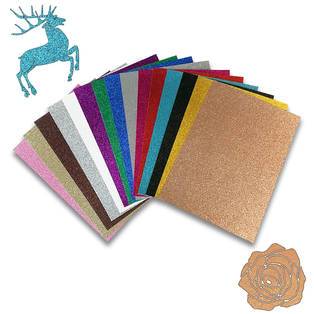 Silver Non-Shedding Glitter Cardstock for Cards and Paper Flowers 10 Sheets