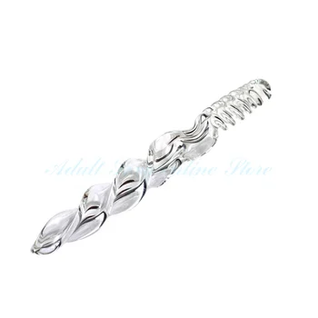 23cm Super Long Spiral Crystal Glass Vaginal Butt Plug Stimulate Sex Toys for Women/men Masturbator Glass Anal Dildo 5