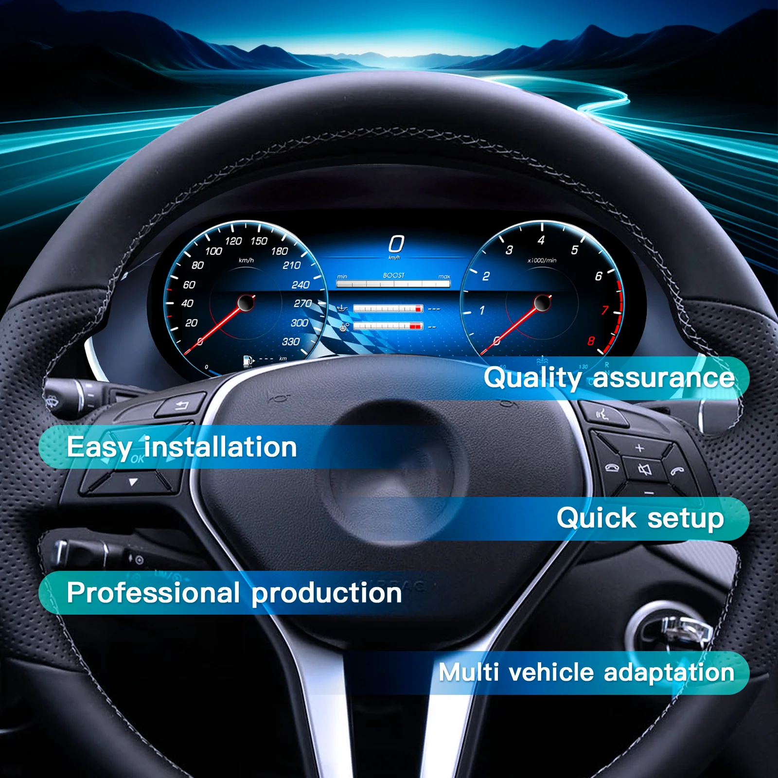 Panel de Instrumentos Digital LCD de 12.3'' para Benz Clase E W212 LHD, Años 2010-2015, Compatible con Carplay, HDMI, Velocímetro LCD, Cabina Virtual 3