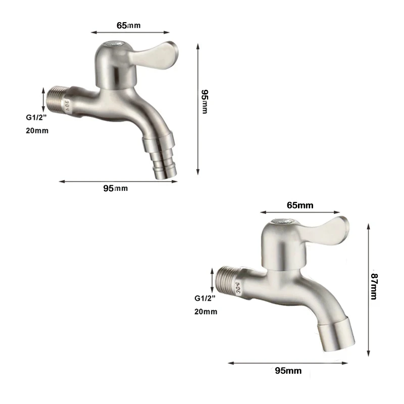 Mop Pool Faucet Washing Machine Water Tap 304 Stainless Steel Bathroom Faucet Wall Mounted Matte Finish Single Cold