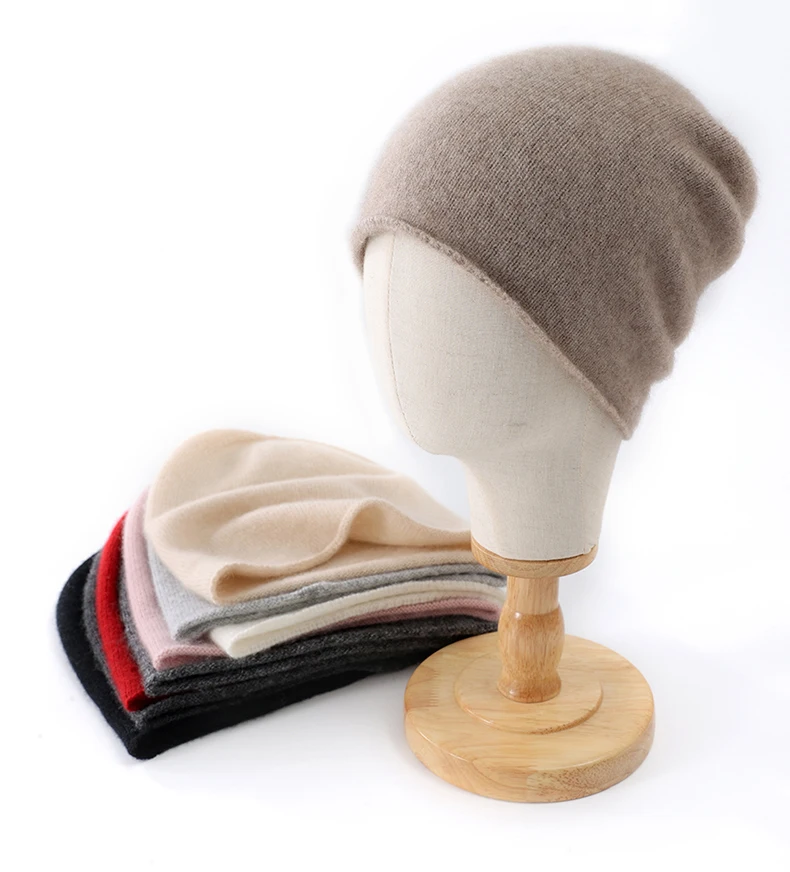Winter Unisex 100 Kaschmir Hüte Outdoor Casual Warm Halten Einfarbig Kaschmir Gestrickte Beanie Hut Frauen/Männer Hedging Caps – Detail 2