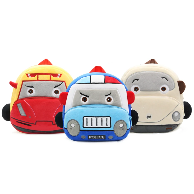 Stereo cartoon car backpack boy girl 2-4 years old kindergarten school bag kids backpack plush backpack 1