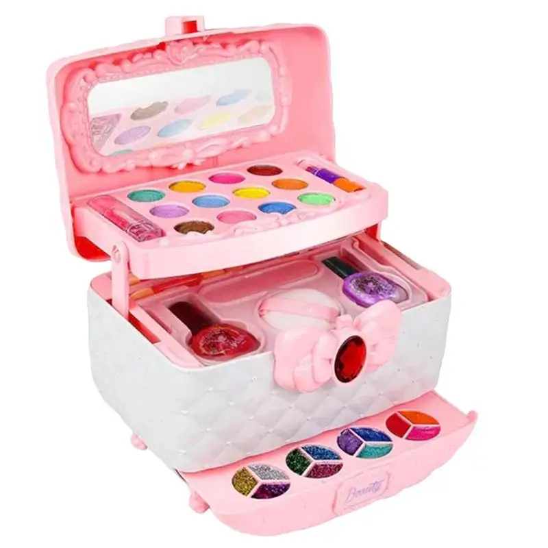 

Kids Makeup Set for Girls Washable Portable Makeup Box Suitcase Set Princess Cosmetics Handbag Set Great Play Toy for Kids