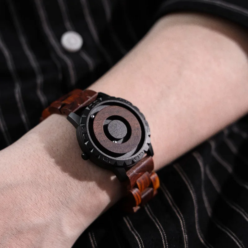 Fashion Quartz Wristwatches EUTOUR E030 Magnetic Wooden Watch Casual Simple Men's Watch Wood Strap Watch for Man