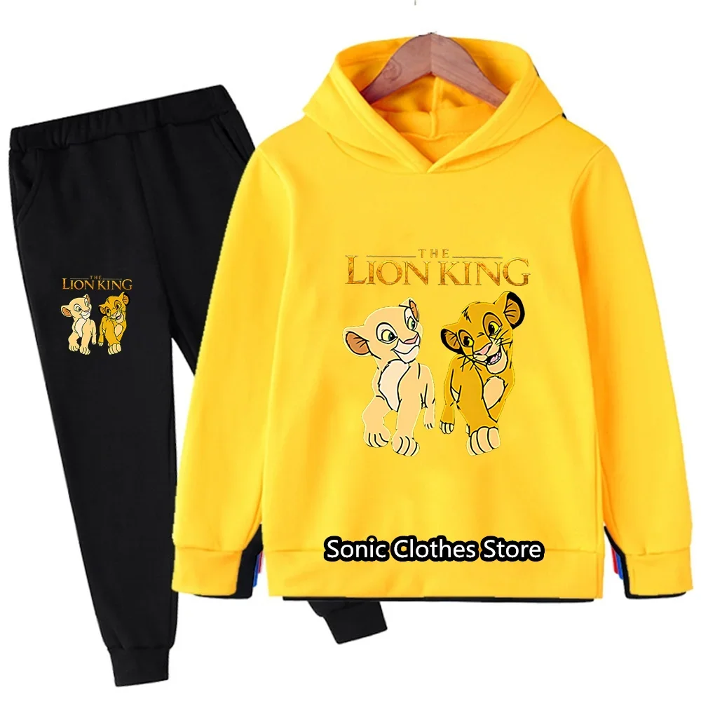 thumbnail image 1 of Ropa para niños de Disney con dibujos animados de animales y Simba, traje de algodón para niñas, sudaderas con capucha y pantalones de El Rey León de dibujos animados, conjuntos casuales de 2 piezas p, 1 of 5
