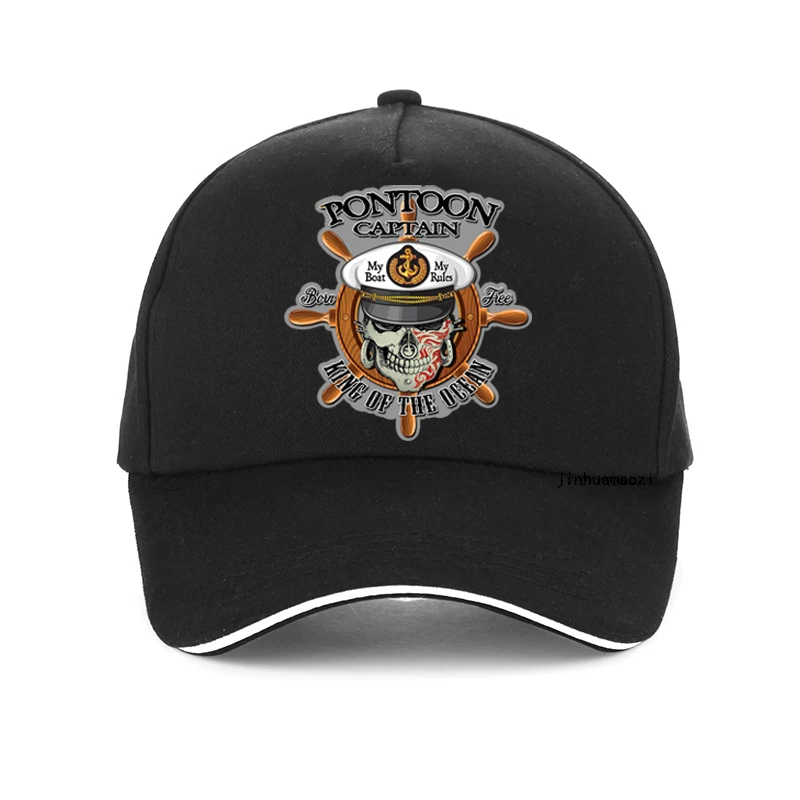 

Pontoon Captain Skull cap for Men Humorous 100% Cotton Unisex Baseball Cap Fashion pop snapback hats gorro casquette