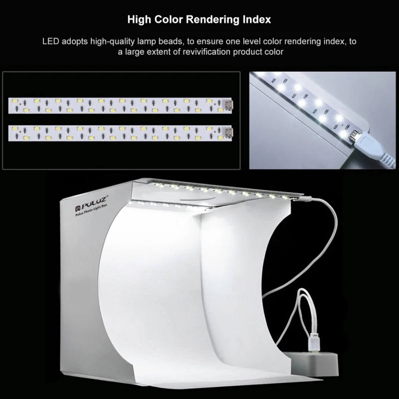 8"2LED Panels Folding Portable Photo Video Box Lighting Studio Shooting Tent Box Kit Emart Diffuse Studio Softbox lightbox
