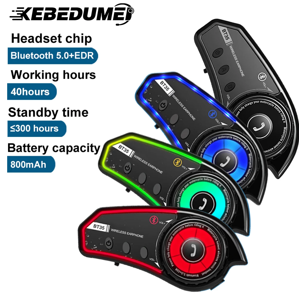 

Motorcycle Helmet Headset Stereo Bluetooth Hands Free Call Headphones Wireless Waterproof Earphone With Tri-Color Ambient Light