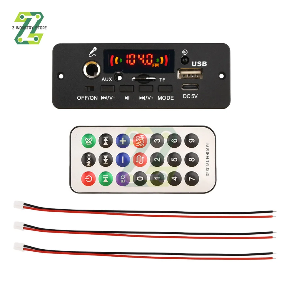 

DC 5V MP3 Player 10W Amplifier Bluetooth MP3 Decoder Board Car Music Player FM Radio Handsfree Call Record Module Support Mic