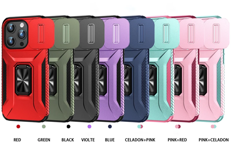 Bananq Slide Push Window Camera Back Case For iPhone 15 14 Plus 13 12 Mini 11 Pro Max Shockproof Magnetic Ring Stand_voghion.com