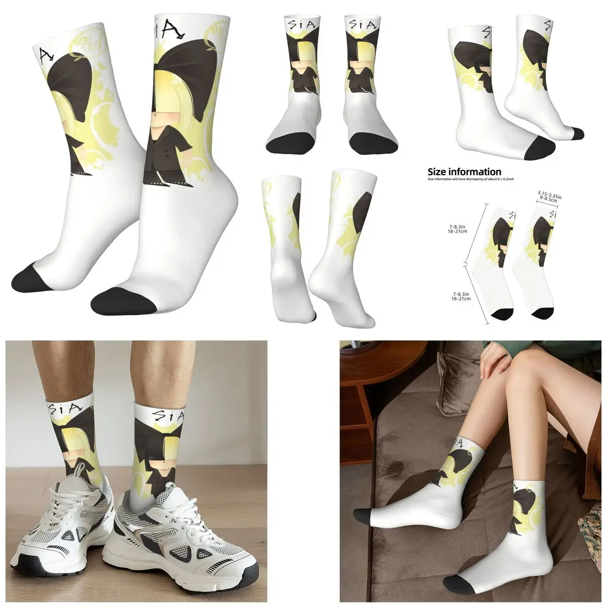 Non brand,pattern SIA cosy Unisex Socks Hip Hop Happy Socks Street Style Crazy Sock 2023 spring summer new men s street fashion t shirt set 3d digital printed tiger pattern short sleeve shorts two piece set