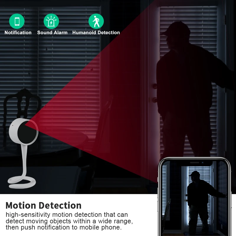 Tuya Smart Clock Alarm WiFi Battery Camera 3MP Night Vision Mobile