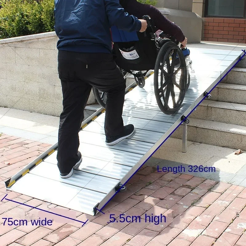 Up and down folding wheelchair ramp board portable mobile aluminum alloy pedal climbing stairs springboard barrier-free ramp