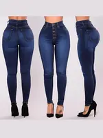 High Waist Push Up Jeans Pants For Women High Elastic Stretch Ladies Jeans Mom Trousers Washed Denim Skinny Pencil Pants 1