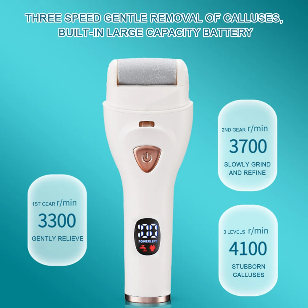 Electric Pedicure Foot File,3pcs Heads Electric Foot Callus Remover Tool Heels Hard Skin Foot File Grinder Sander,Exfoliator 3