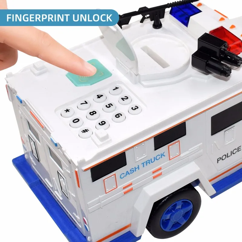 Cartoon Piggy Bank Toys Smart Music Password Banknote Car Coin Bank Figure Toy Pretend Play Saving Money Box Kids Police Cars