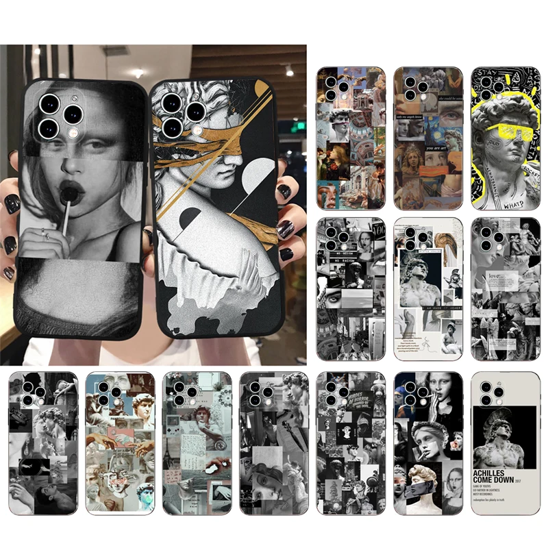 

Phone Case For iphone 15 14 Pro Max 13 12 11 Pro Max XS XR X 12mini 7 8 Plus SE Art Aesthetic Statue David Mona Lisa Case Funda