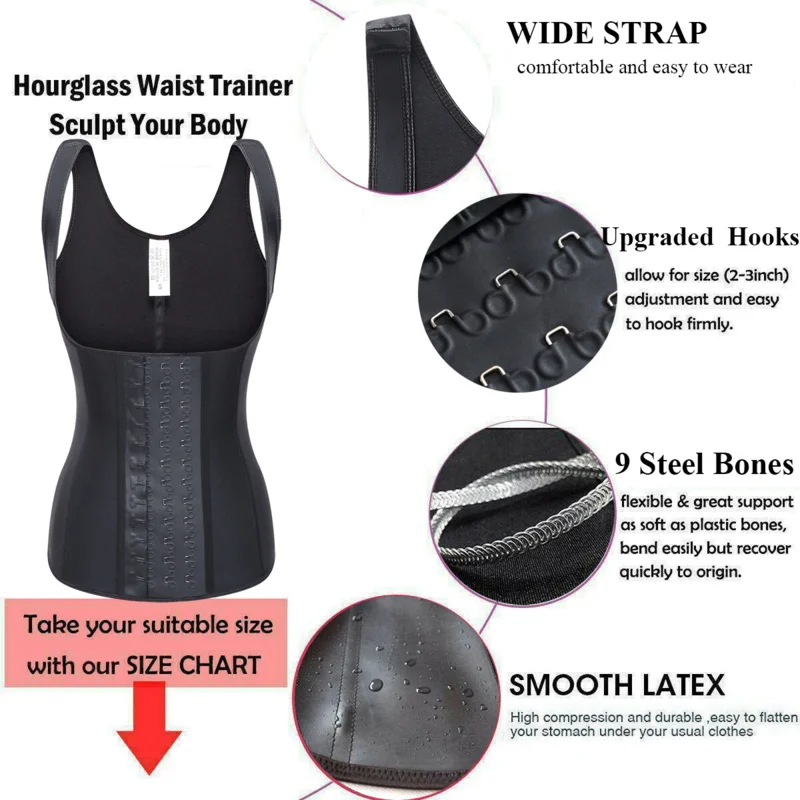 High Compression Waist Trainer Firm Control Body Shapewear Women Latex Sports Vest Slimming Corset Steel Bone Fajas Colombianas body shaper,waist trainer