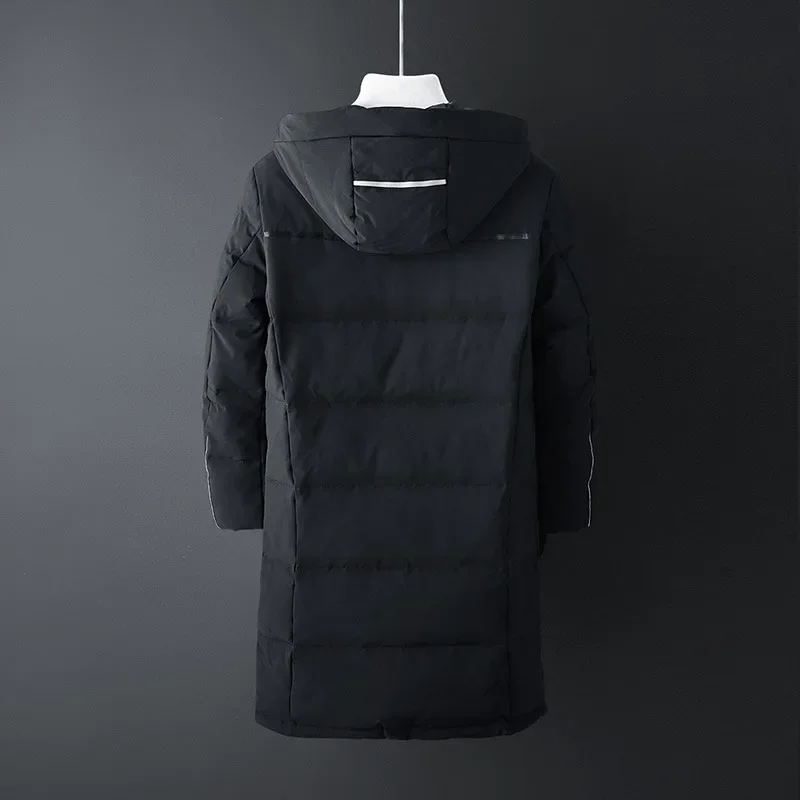 Winter men's long outdoor down jacket high quality thick white duck down warm hooded loose casual jacket mens coat size 5XL