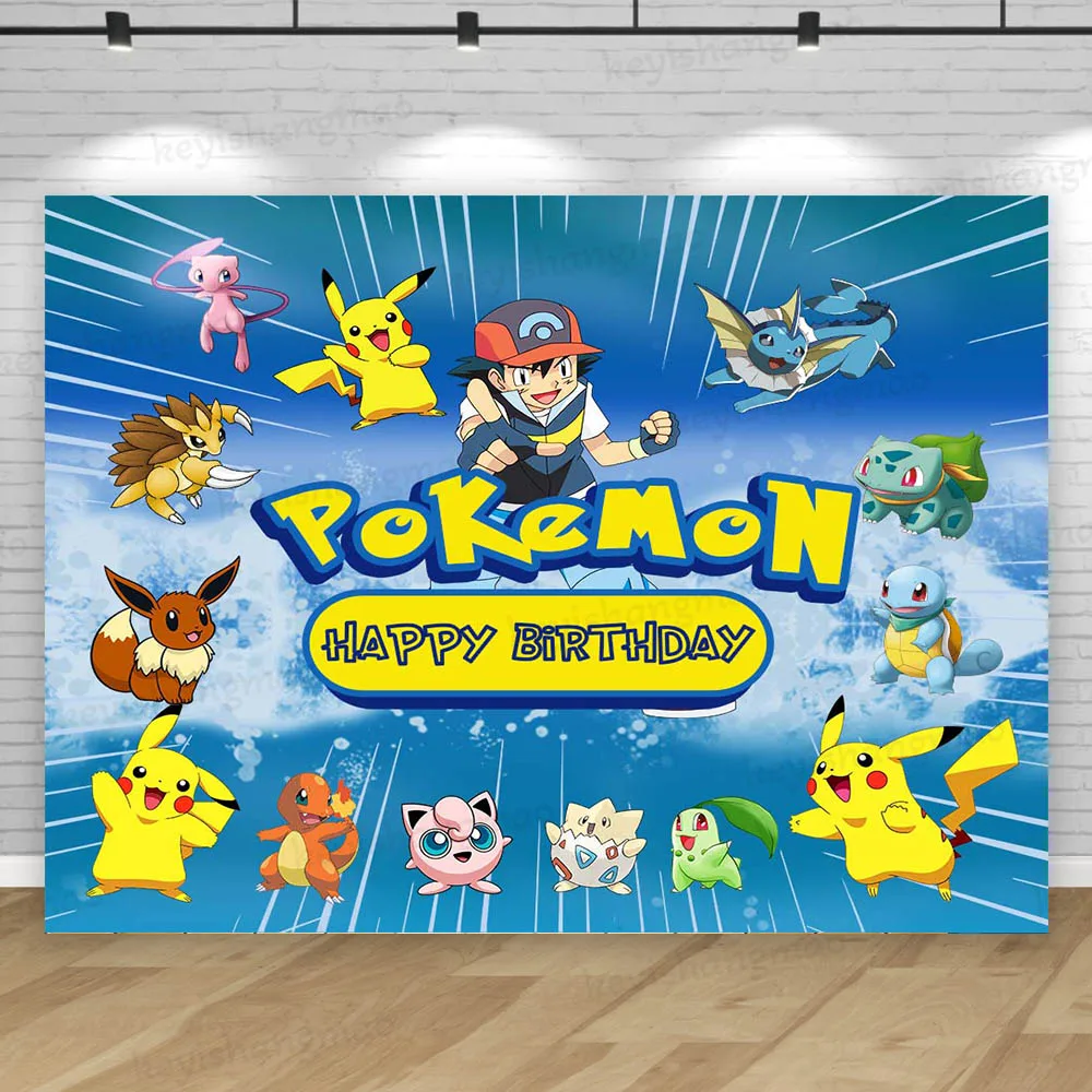 Pocket Monster Pokemon Background Boy Kid Birthday Party Fondali Fotografia Pikachu Baby Shower Decorazioni Banner Poster