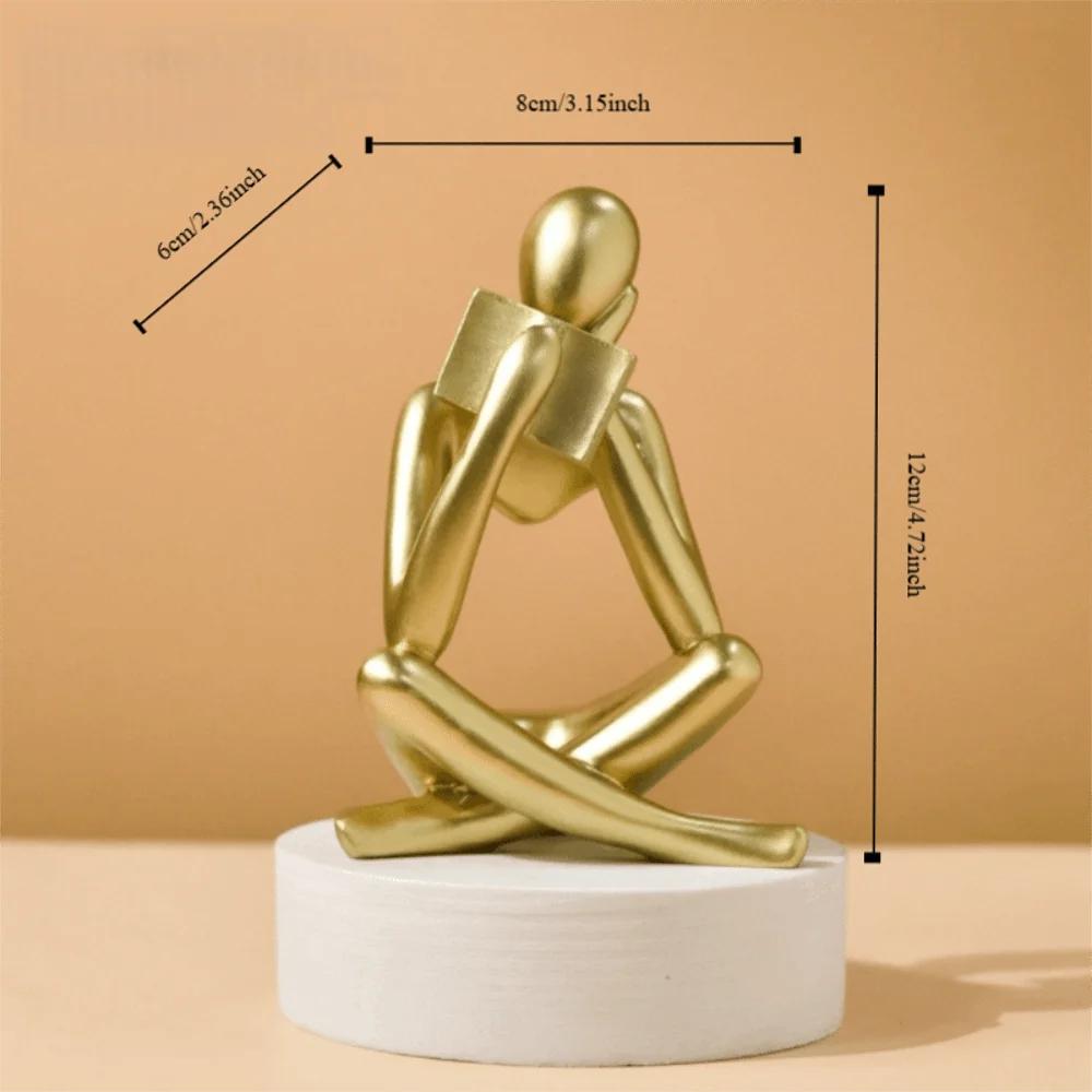 Black Abstract Thinker Statue - Modern Art Deco Resin Figurine for Home and Office Decor