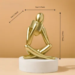 Black Abstract Thinker Statue - Modern Art Deco Resin Figurine for Home and Office Decor (Gold Right)