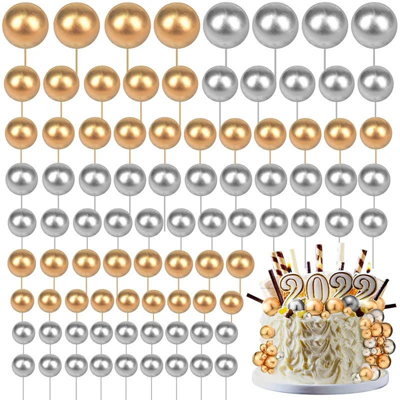 66 Stück Glitzer-Ballon Kuchenaufsätze – Gold & Silber, Verschiedene Größen, Für Cupcakes & Torten